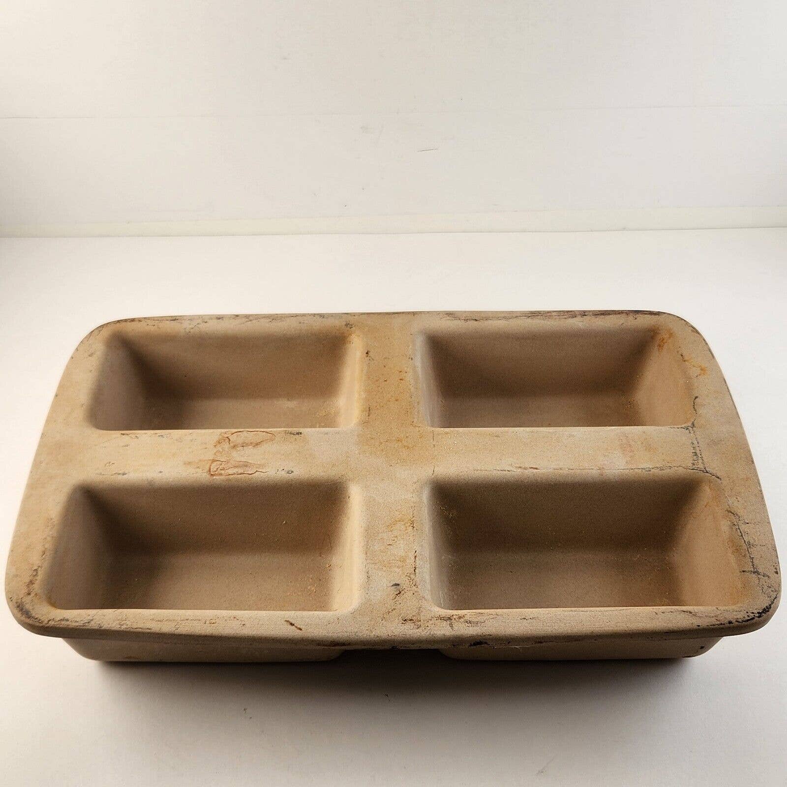 Pampered Chef 4 Loaf Mini Bread Baking Pan Family Heritage Stoneware Classic