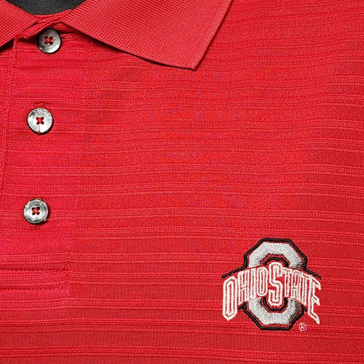 Ohio State Buckeyes Men's SS Polo Golf Shirt Large Red Pro Player P2 Polyester