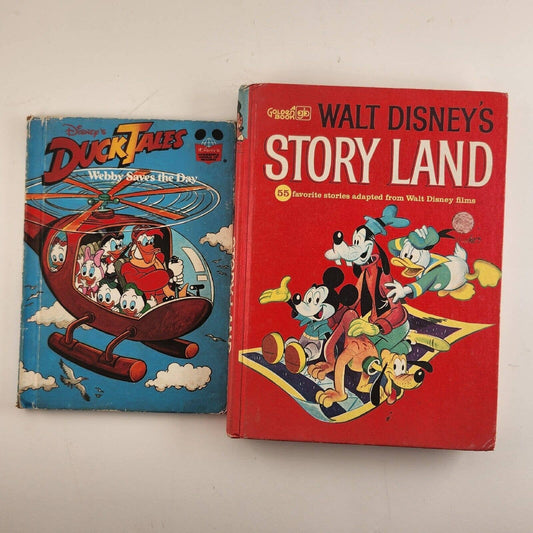 Vintage Disney Storybooks Bundle – DuckTales Adventure & Walt Disney's Story Land – 2 Classic Children's Books – 1980s/1990s – 55 Stories