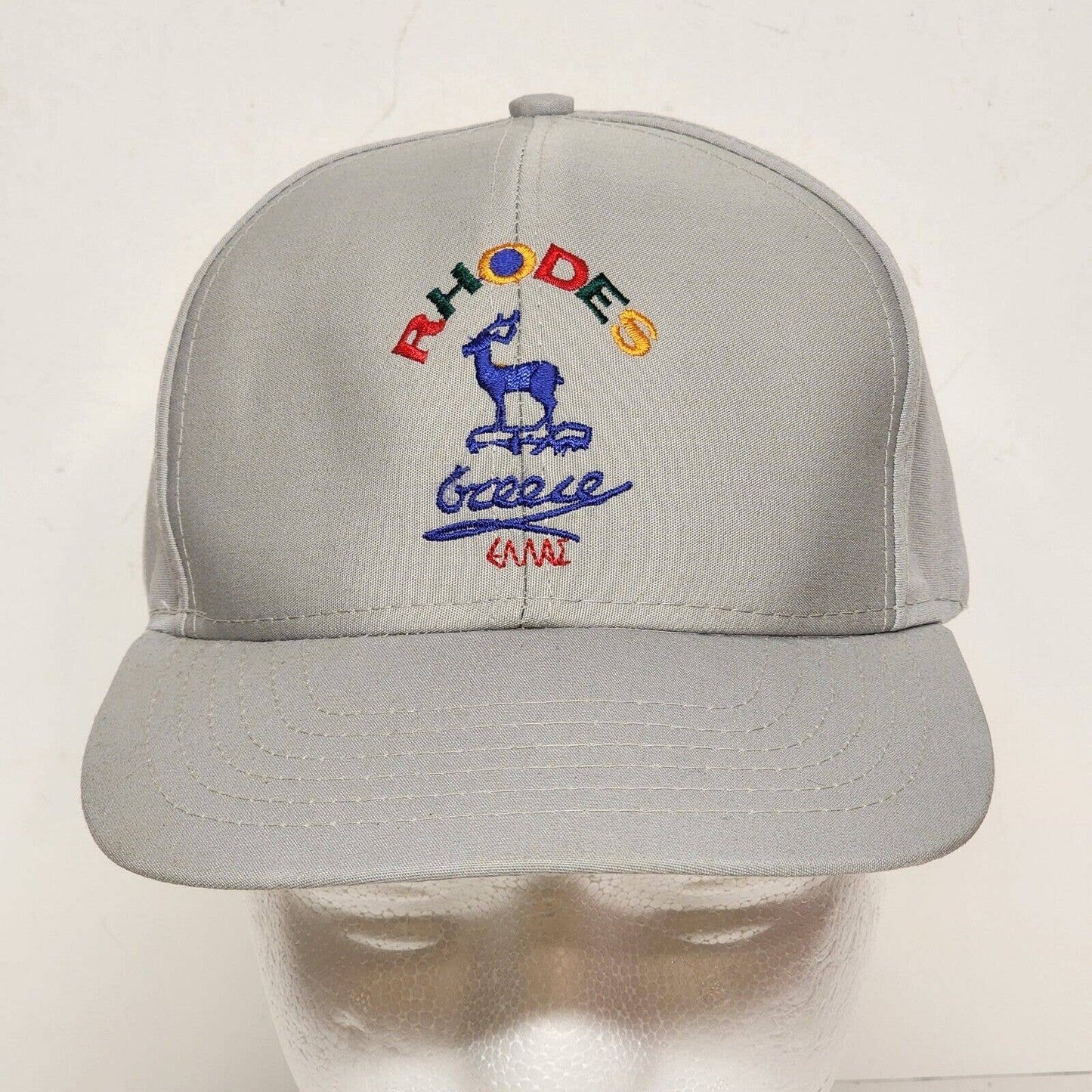 Rhodes Greece Souvenir Hat Low Profile Snap Back Cap Gray Terry Sweat Band