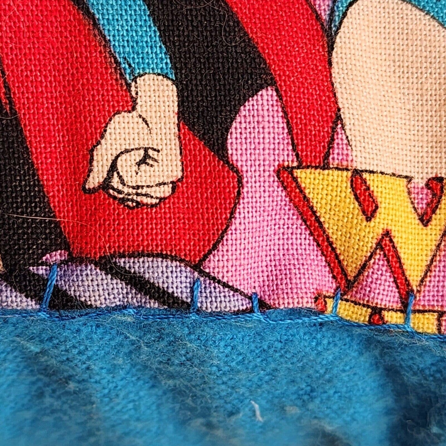 Small Girls Pillow Super Girl Batgirl Wonder Woman Print Blue Fabric Back Sewn