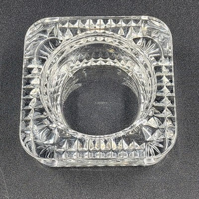 Crystal D'Argues French Candle Holder Faceted Square 4" Marked France EUC