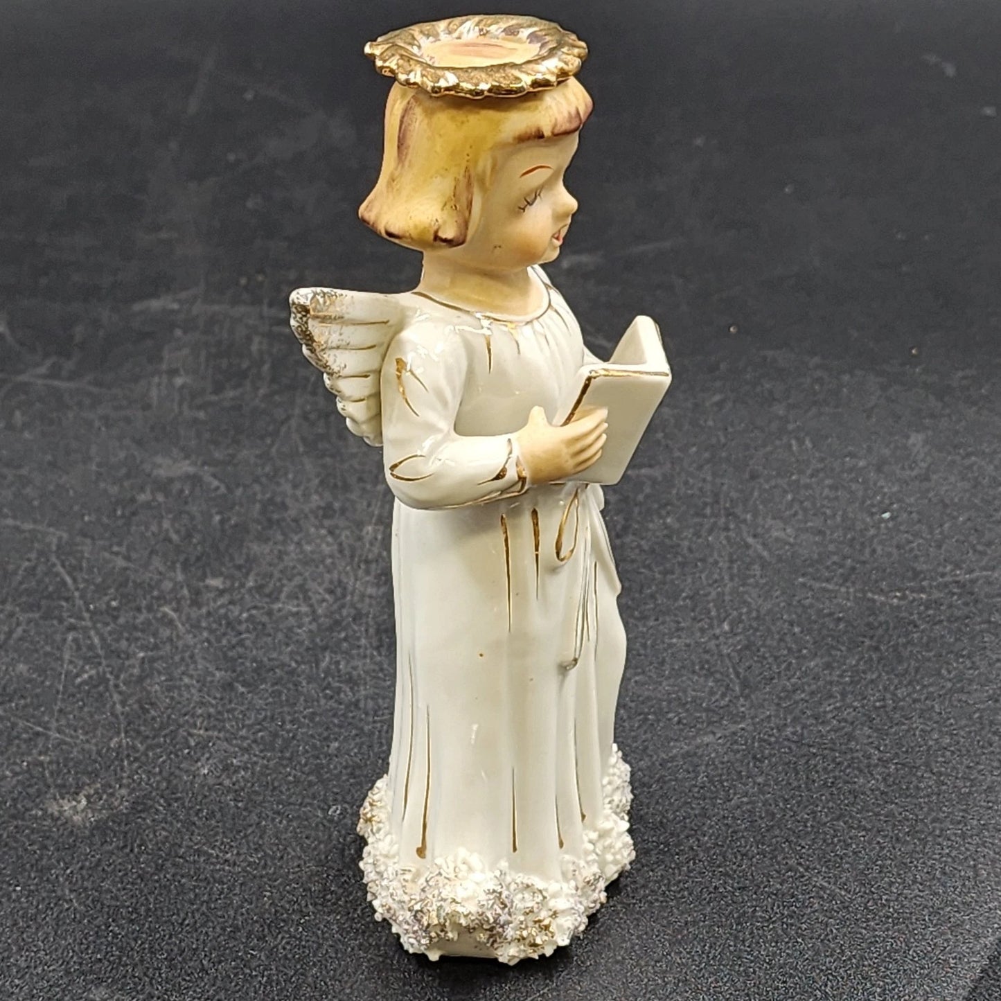 Lefton Choir Angel Singing Reading Book Figurine Porcelain Japan 6.25" Tall Vtg