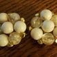 Vintage Pearl Look Bead Clip Style Earrings White & Clear