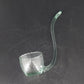 Hand Blown Glass Punch Bowl Ladle Green Tint Curved Handle 9in Large Dipper Vtg