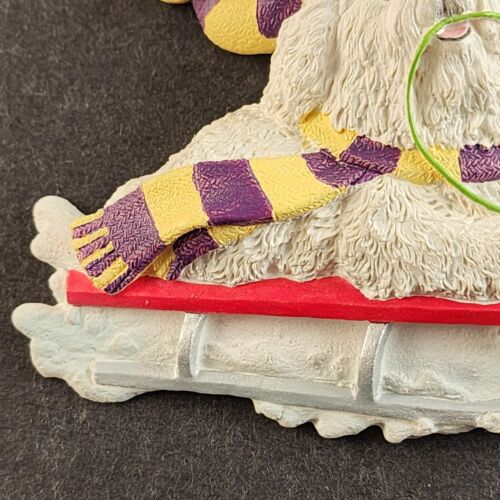 Bichon Frise Refrigerator Magnet Snow Sledding Dog Figurine Willabee Ward MBI