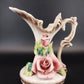 Capodimonte Italy Ceramic Pitcher Vase Pink Roses Ornate Porcelain Vintage