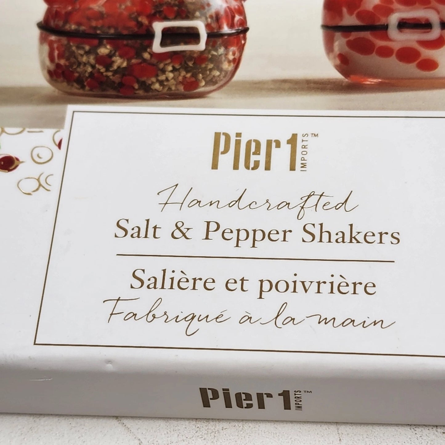 Santa Claus Glass Salt and Pepper Shaker Set Pier 1 Hand Blown 3.5" Holiday Gift