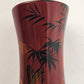 Bud Vase Maroon Red Overlay Gold Geese Black Trees Asian Sun Vintage Vietnam