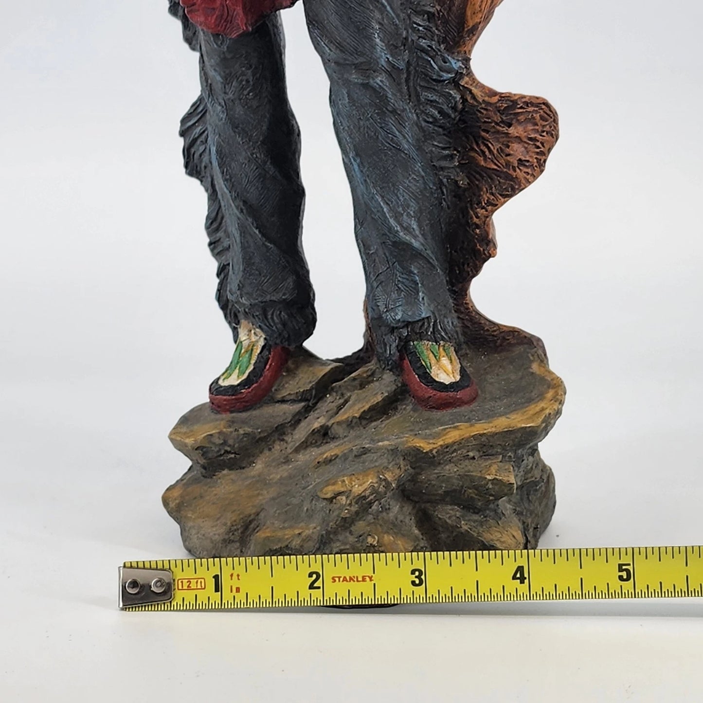 Native American Warrior Chief Statue Spear & Animal Hide Figurine Large 16.5"