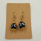 Gold Tone Black & White Drop Dangle Pierced Earrings Retro Jewelry