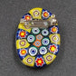 Oval Murano Glass Style Circles Multicolor Floral & Circles Brooch Lapel Pin