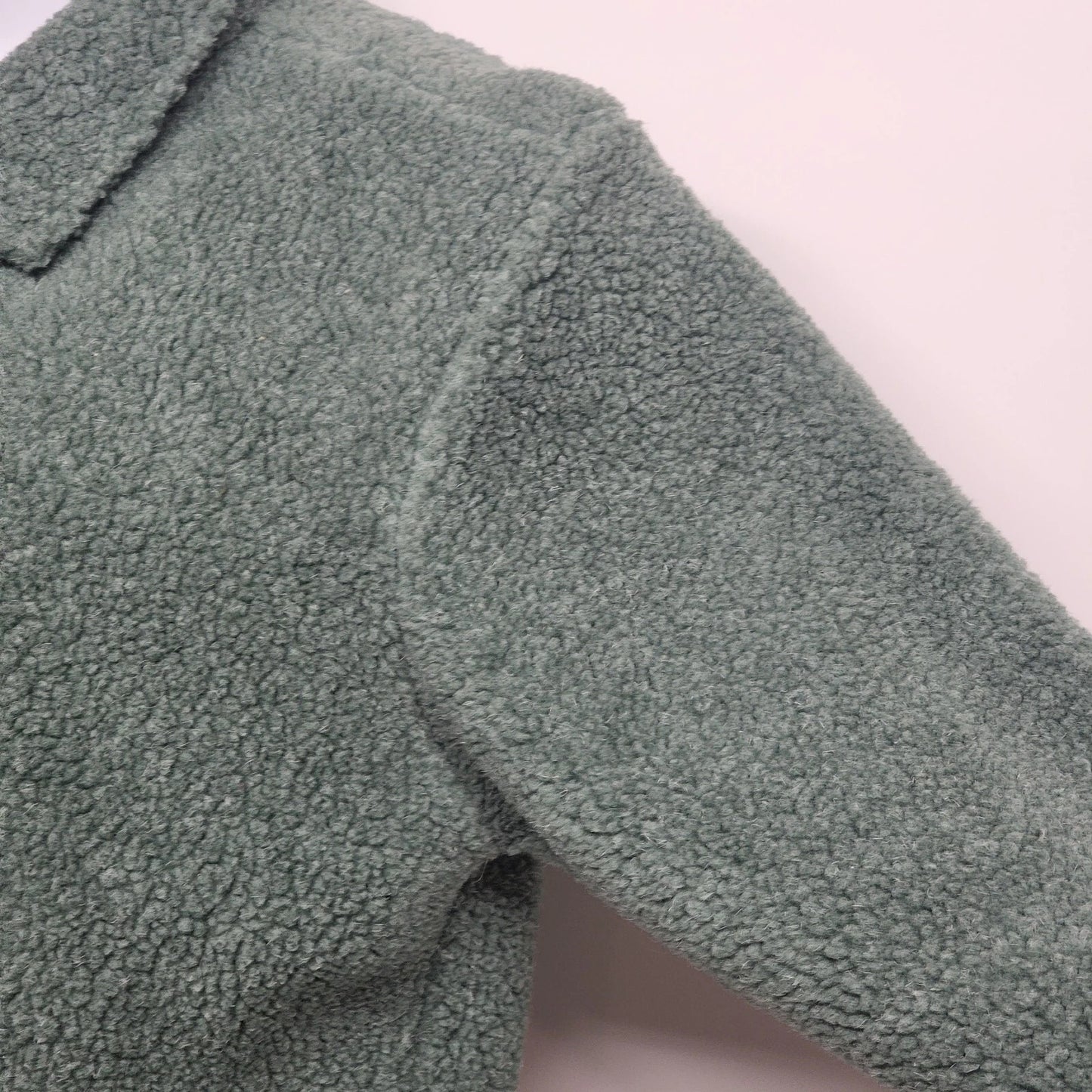 Real Comfort Sherpa Jacket Sea Green Size Small Button Up Long Sleeve Soft Cozy