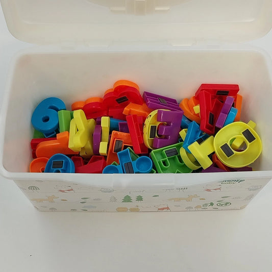 104 Magnetic Letters & Numbers Educational Learning Set w Storage Tub Multicolor