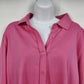 Appleseeds Women's XL Pink Cotton Knit Button Front Collared Shirt Long Sleeve