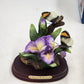 Vemar Collection Porcelain Figurine Purple Iris Red Rose 2 Butterflies Wood Base