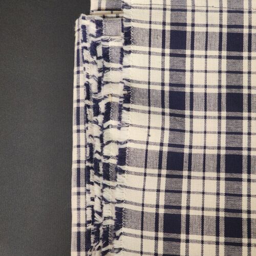 Navy Blue and White Plaid Rectangle Tablecloth 106 x 47 Inches Vintage