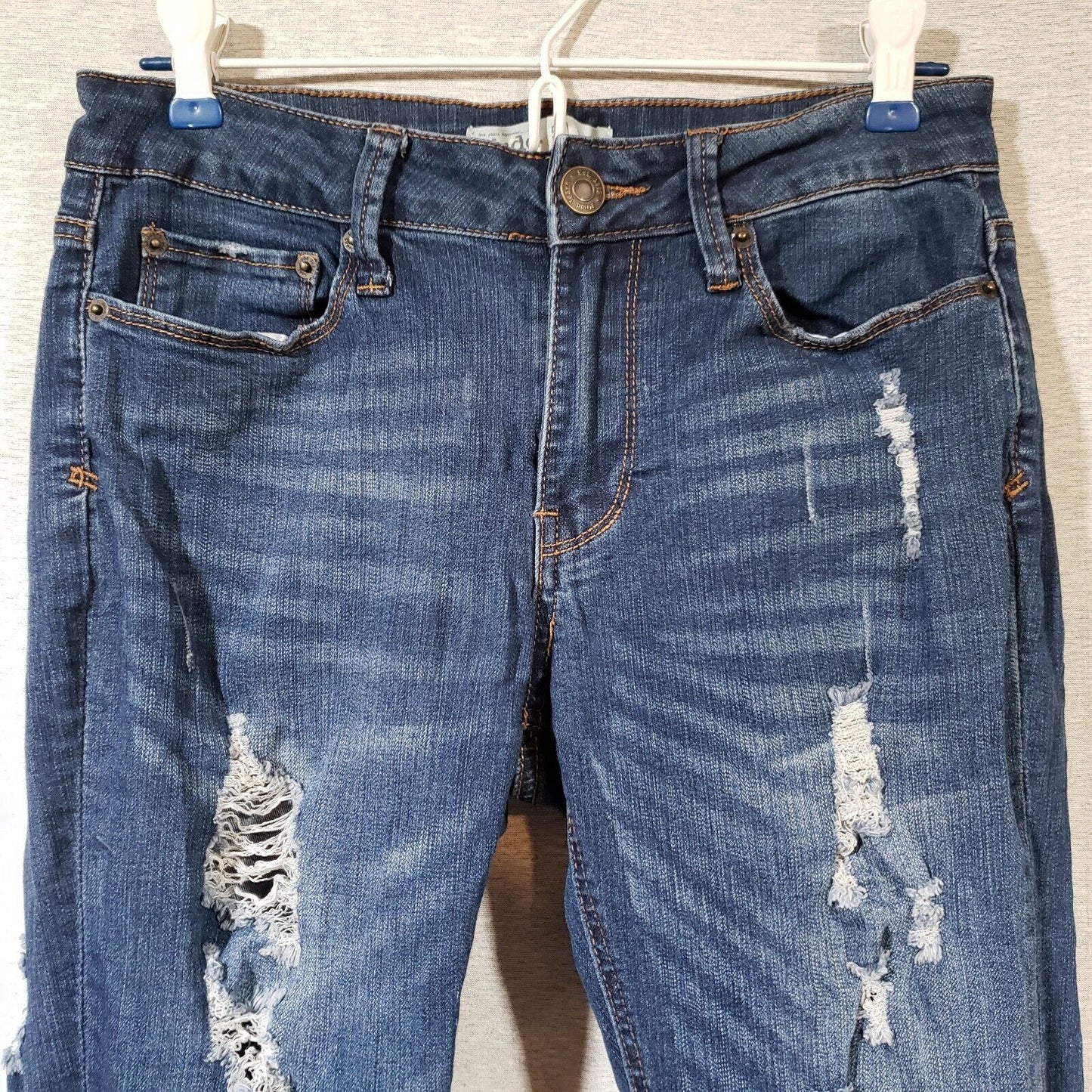 Mudd Skinny Stretch Dark Wash Distressed Jeans Womens Size 5