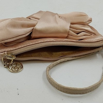 Jessica Simpson Pink Silk Wristlet Mini Purse with Bow Baguette Style Bag China