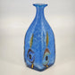 Milano Murano Sommerso Art Glass Vase Blue White Eyes 11.5 Inch
