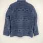 Fair Isle Women's Fleece Jacket XL Blue Nordic Full Zip Pockets Made Jordan