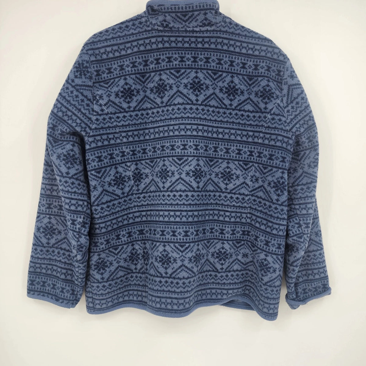 Fair Isle Women's Fleece Jacket XL Blue Nordic Full Zip Pockets Made Jordan