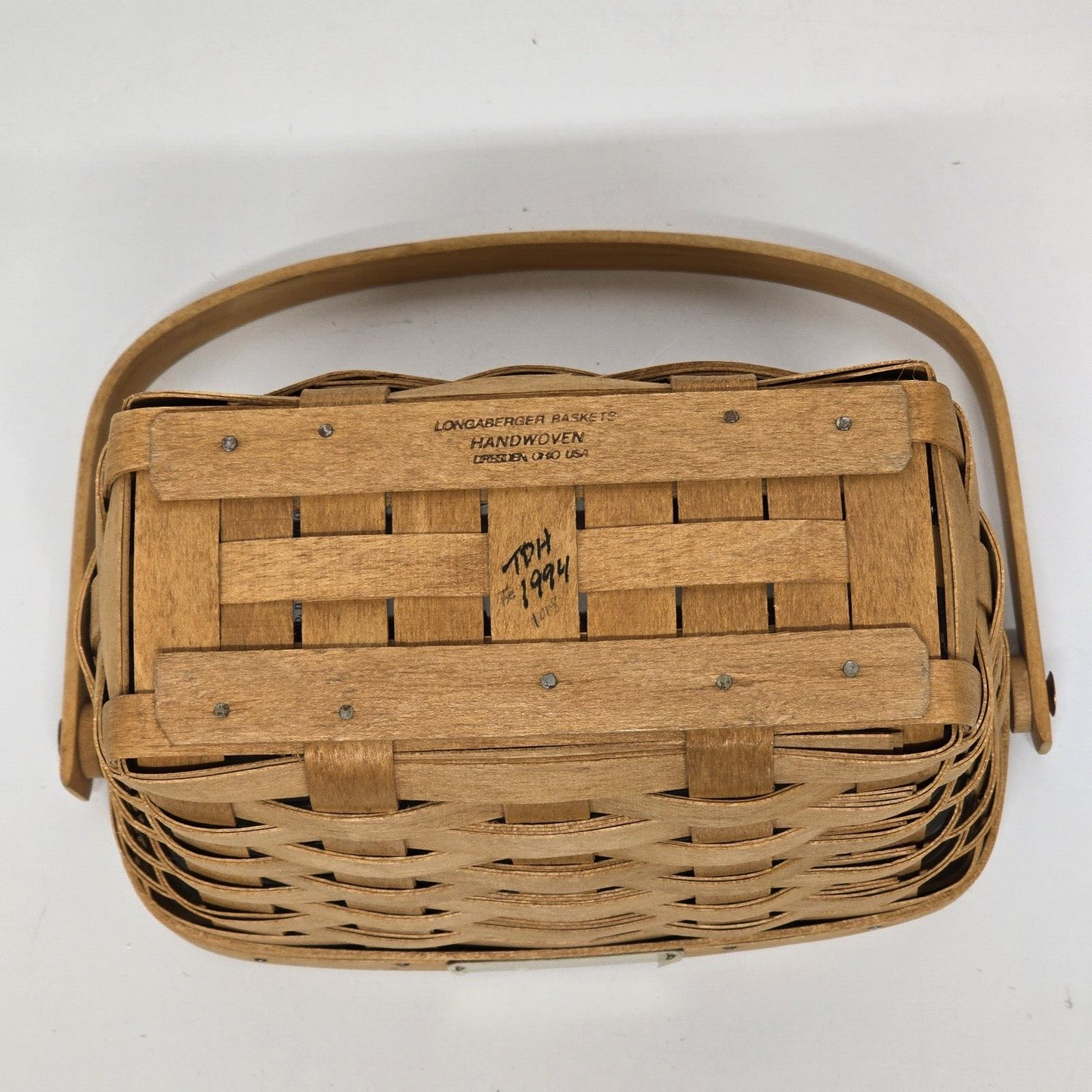 Longaberger Dresden Tour Basket 1994 Edition Plastic Protector Hinged Handle