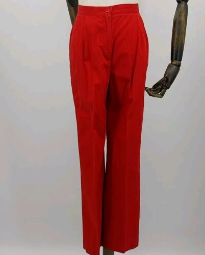 Liz Claiborne Lizsport Women's Red Cotton Slacks Size 4 High Rise Pleated leg