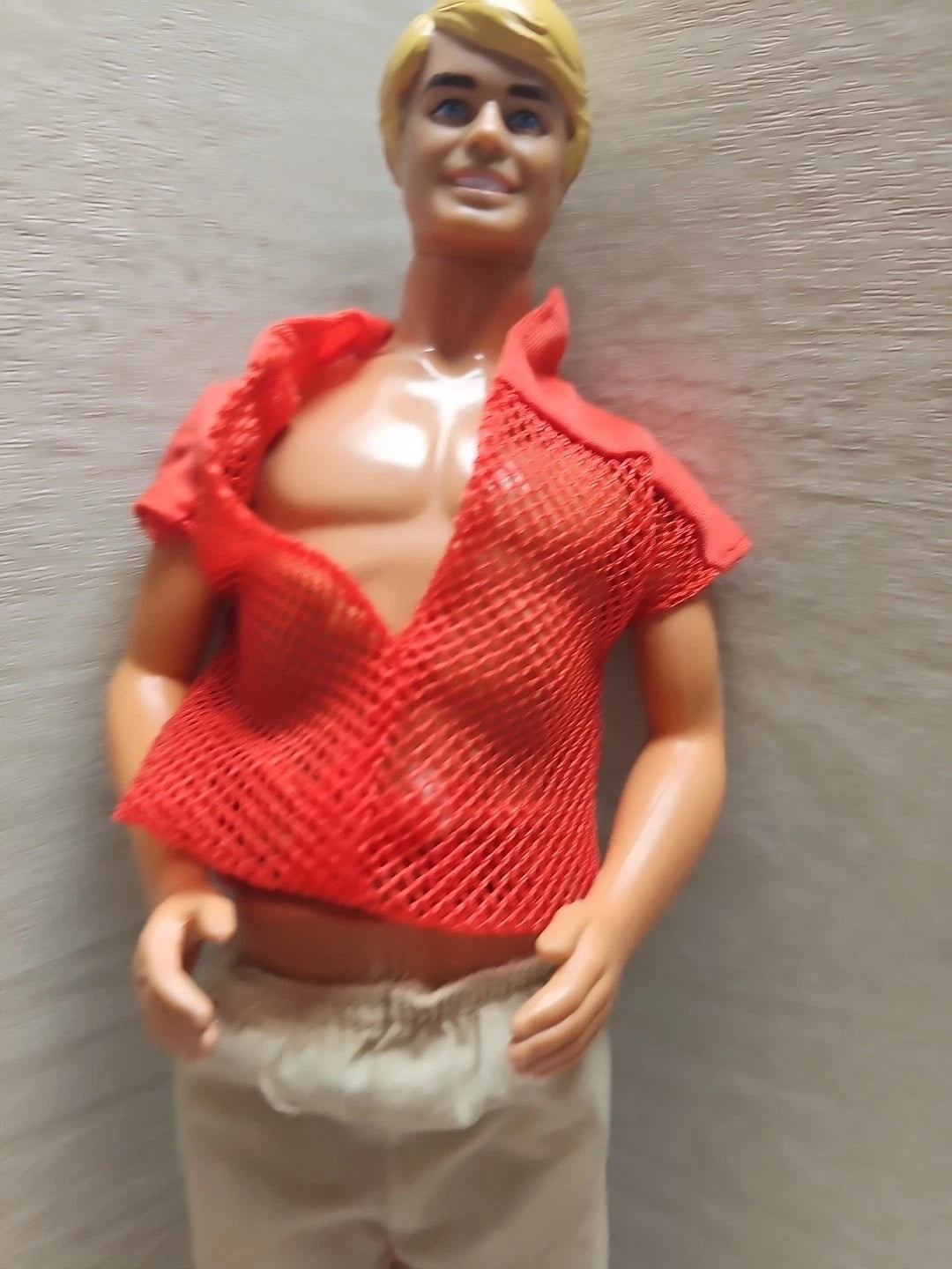 Ken Doll 1968 Mattel Blonde Painted Hair Red Shirt Vintage