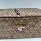2 Seagrass Wicker Storage Baskets w/ Lids Flat Organizer Home Decor 13x11x3