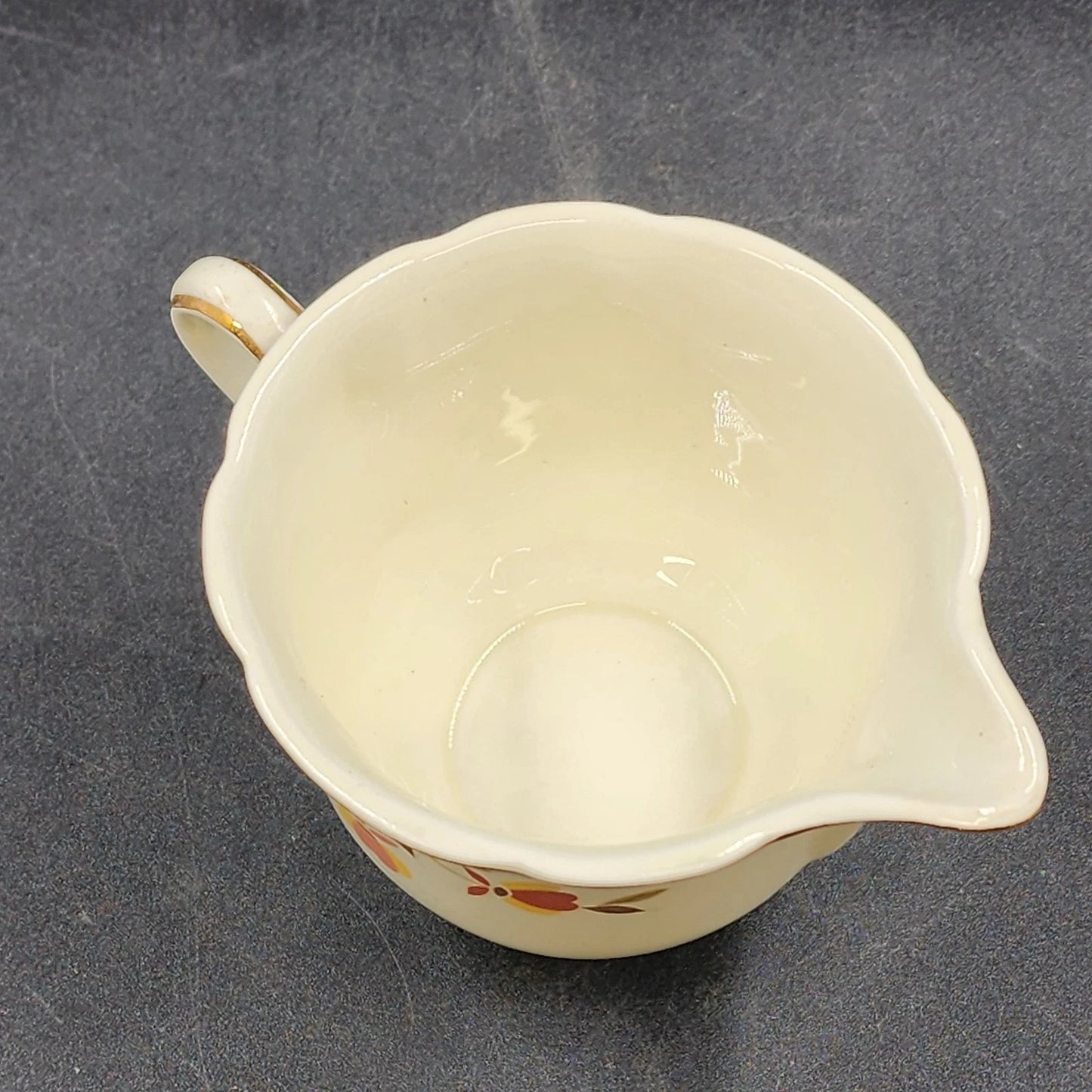 Autumn Leaf Ruffled D Creamer Footed Hall's Superior for Jewel Tea MCM Vintage