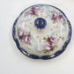 Hand Painted Porcelain Teapot 7.5"Pink Roses Cobalt Blue Gold Accents w Lid Vtg