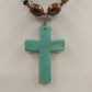 2 Pendant Necklaces Turquoise Stone Cross & Black Cord Beaded Mix Shaped