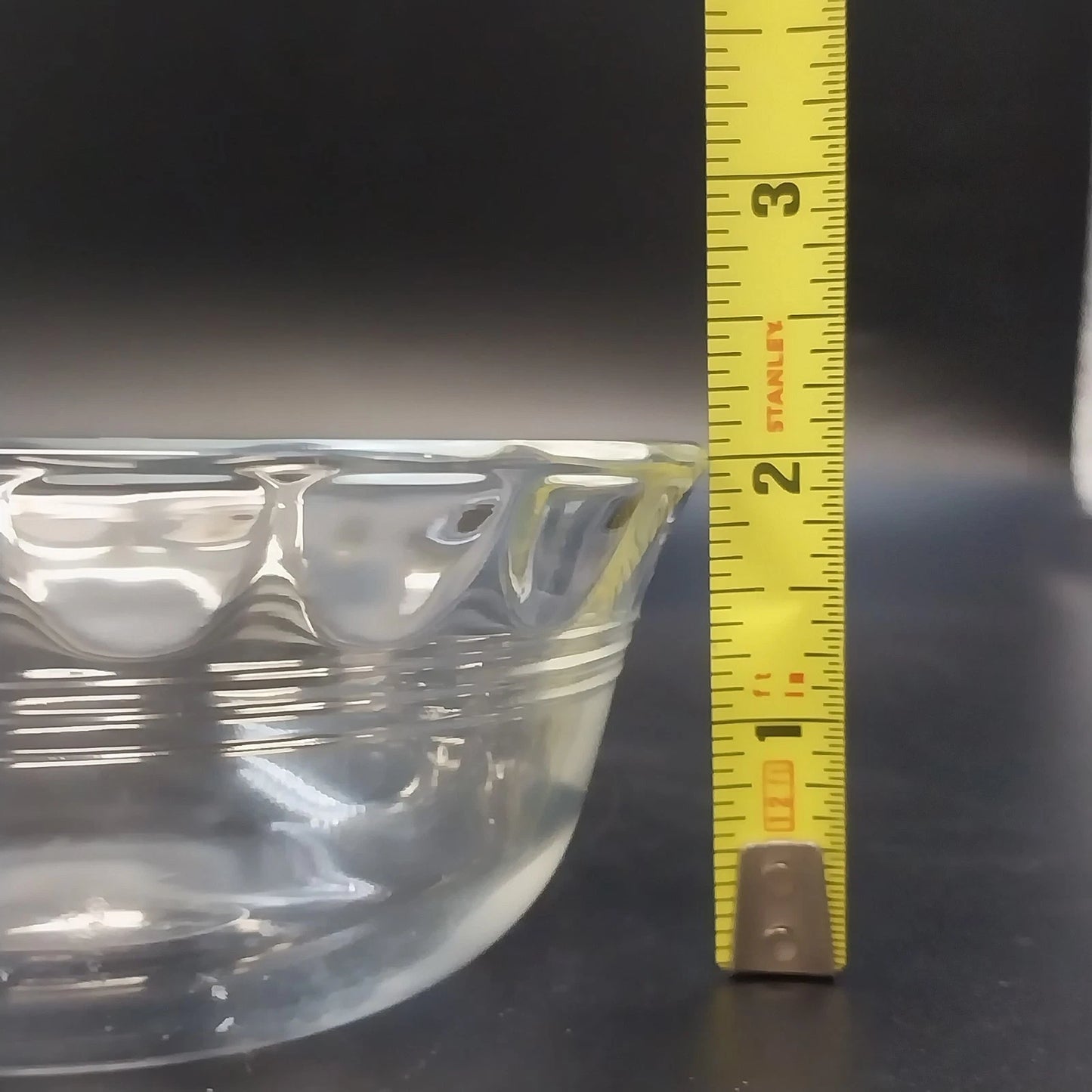 Pyrex 464 Clear Glass Custard Baking Bowls 4 Pcs Scalloped 3 Ring 10 oz USA Vtg