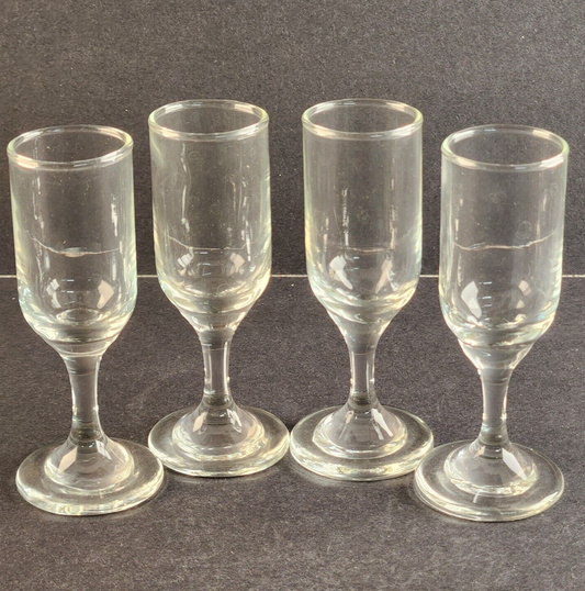 Set of 4 Libbey Cordial Shot Glasses Stem Vintage Footed Bottoms Pedestal Base