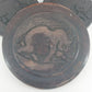 Hand Carved Wood Elephant Coaster Storage & Lid Set African Safari Barware Vtg