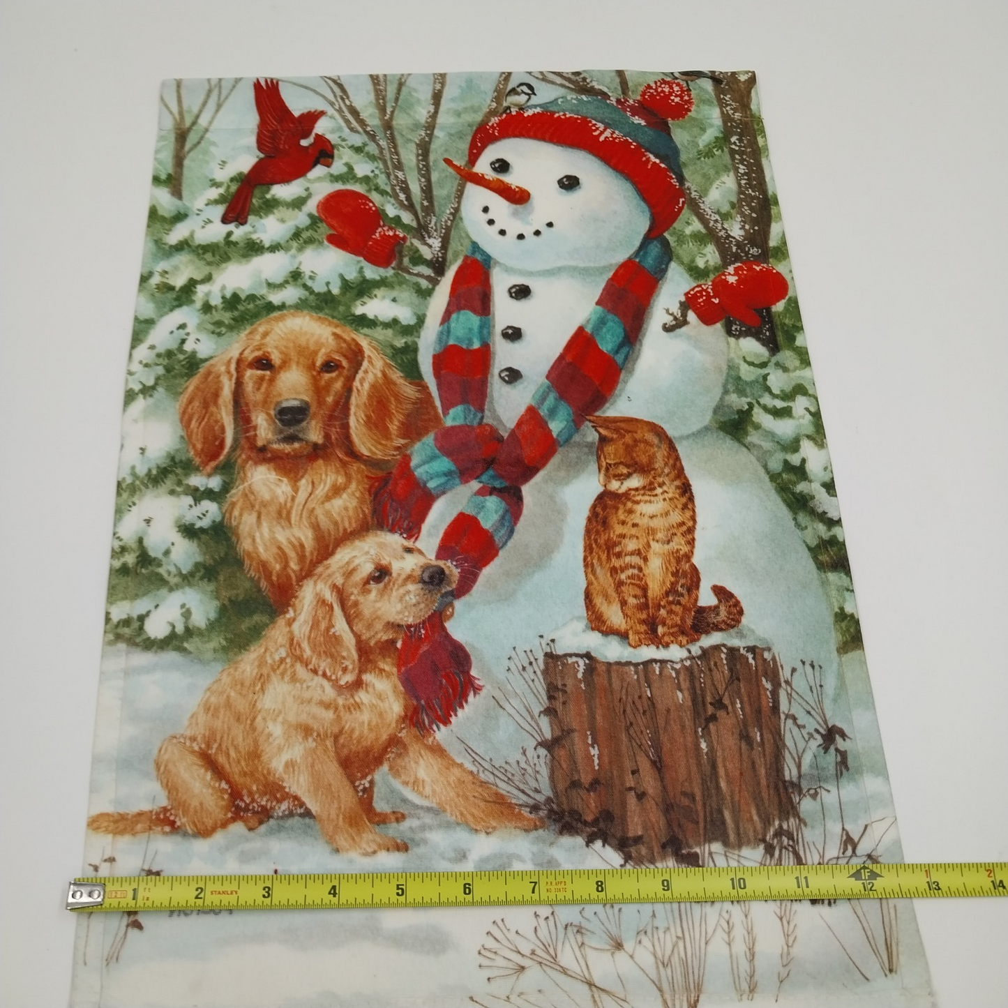 Set of 7 Animal Christmas Holiday with Snowman Mini Garden Flags Banner 12"x18"