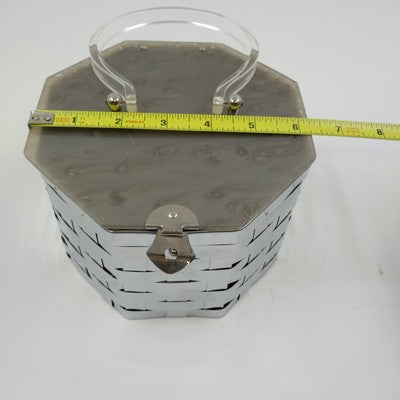 Dorset Rex Fifth Avenue Octagon Basket Weave Handbag Lucite Handle Vintage 1950s