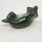 Green Frog Figurine Reclining Lounging Pose White Belly 4" Glossy Ceramic Decor