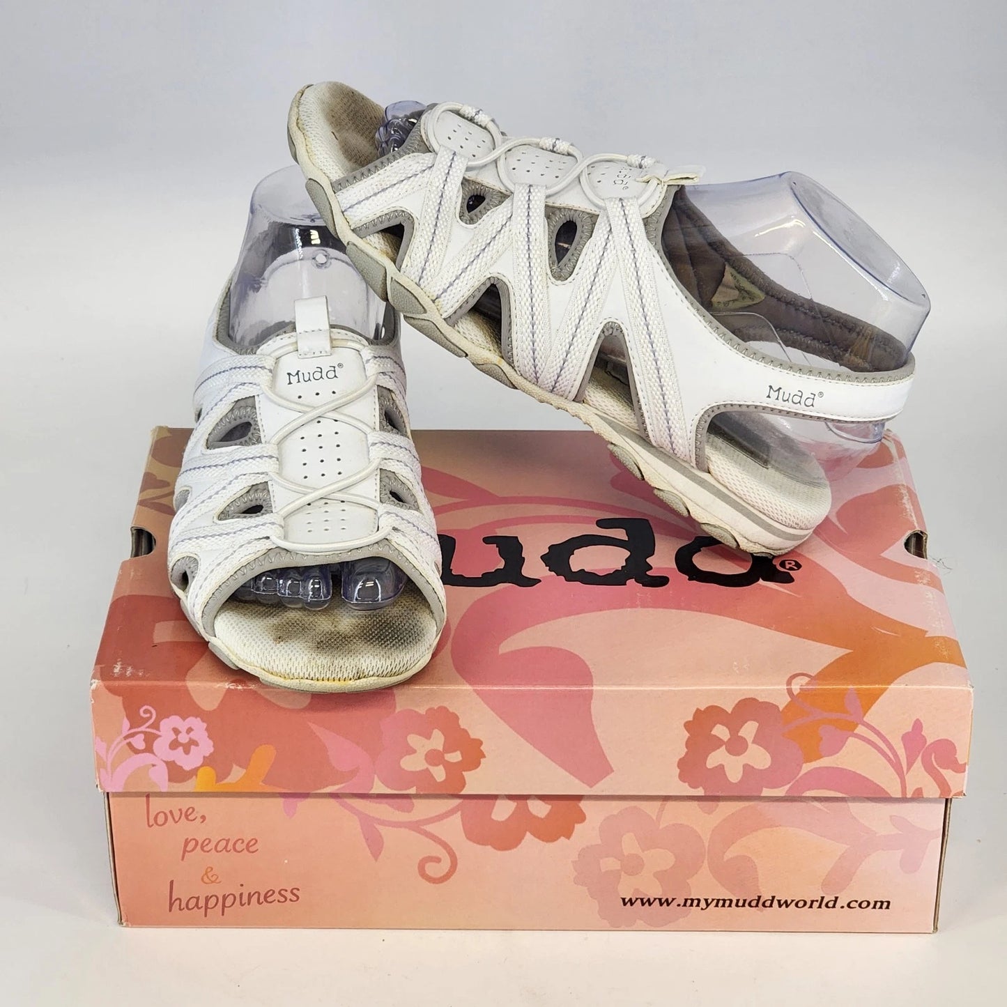 Mudd Angelo Sandals Women 8 White Open Toe Heels Y2K Vtg w Box Vintage