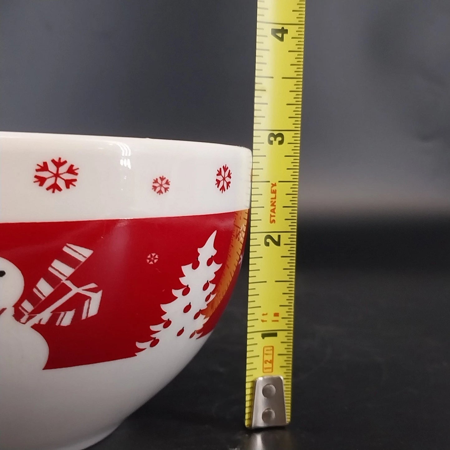 Trisa Snowman Christmas Tree Red White Stoneware Cereal Soup Bowl 6" China