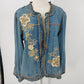 Country Door Denim Jacket 1X Women’s Blue Embroidered Long Sleeve Ruffled Hem