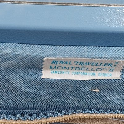 Samsonite Travel Makeup Train Case Blue Royal Traveller Montbello II Mirror Key