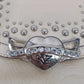 Kathy Van Zeeland Beige Croc Crossbody Bag Studded Rhinestone Heart Clasp Vtg