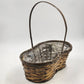 Peanut Shaped Handwoven Wicker Storage Basket w Handle & Plastic Liner 14"x15"