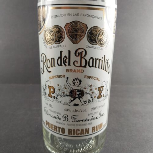 Ron del Barrilito Puerto Rican Rum Empty Bottle and Sleeve Superior 3 Star Blend