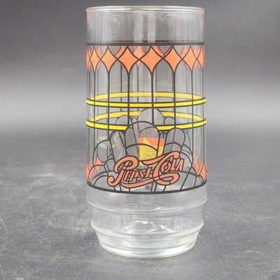 Gold Star Chili Pepsi Cola Clear Drinking Glass 6" Tiffany Style Vtg Advertising