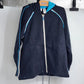 Liz & Co Petite Medium Tracksuit Jacket & Pants Black Cotton Blue White Piping