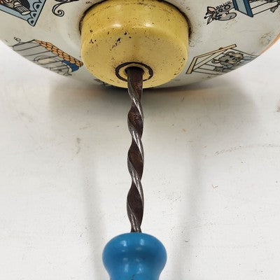 Metal Tin Toy Spinning Top with Circus Animals 6" by Ohio Art USA Vintage 1960s