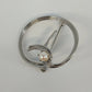 Sterling Silver Circle Brooch Faux Pearl Modernist Pin .925 Polished 1.5"